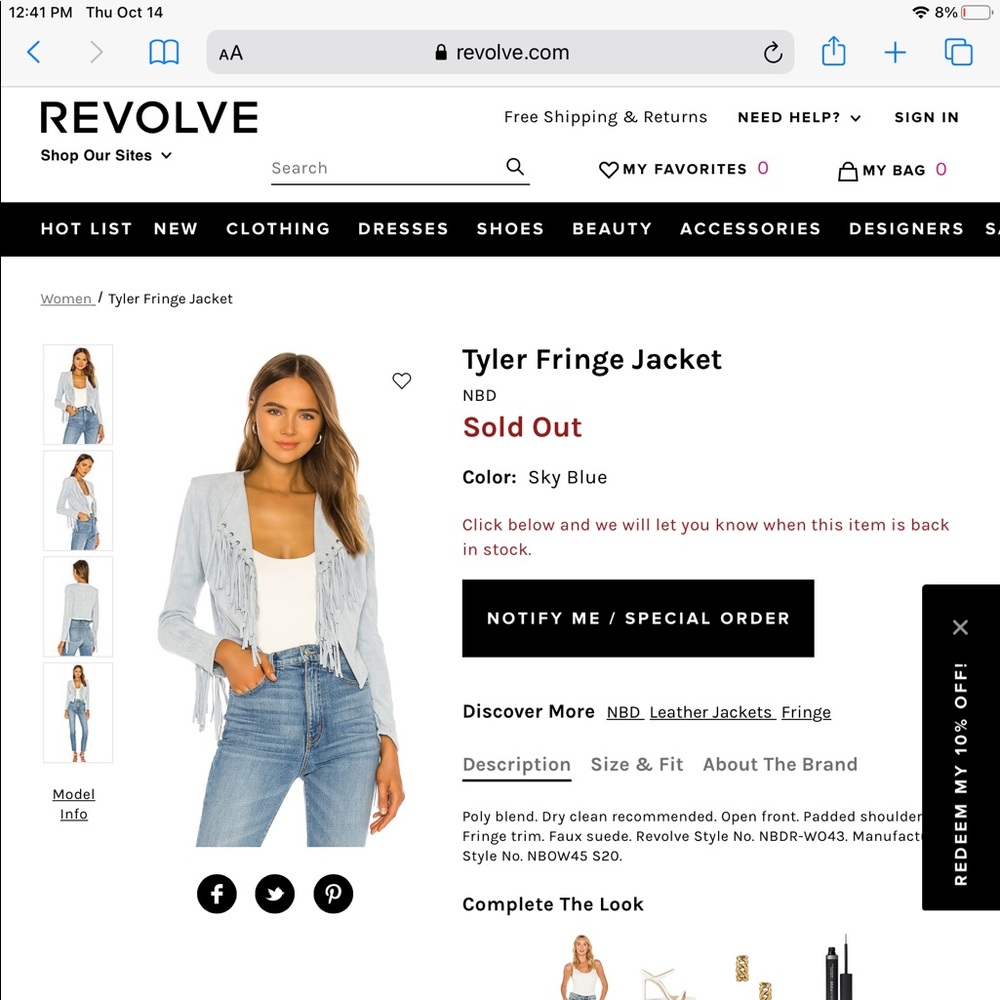 Nbd faux sided fringe jacket
